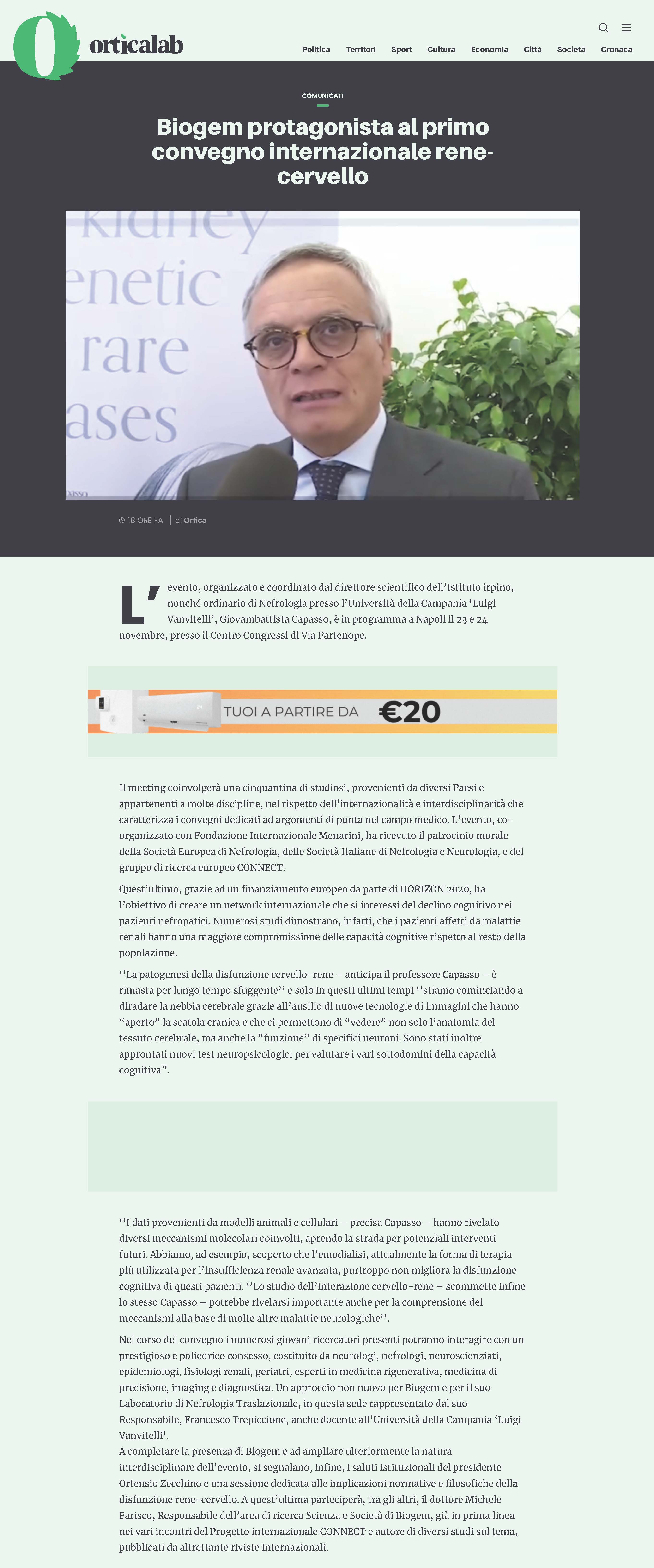 Biogem protagonista al primo convegno internazionale rene-cervello